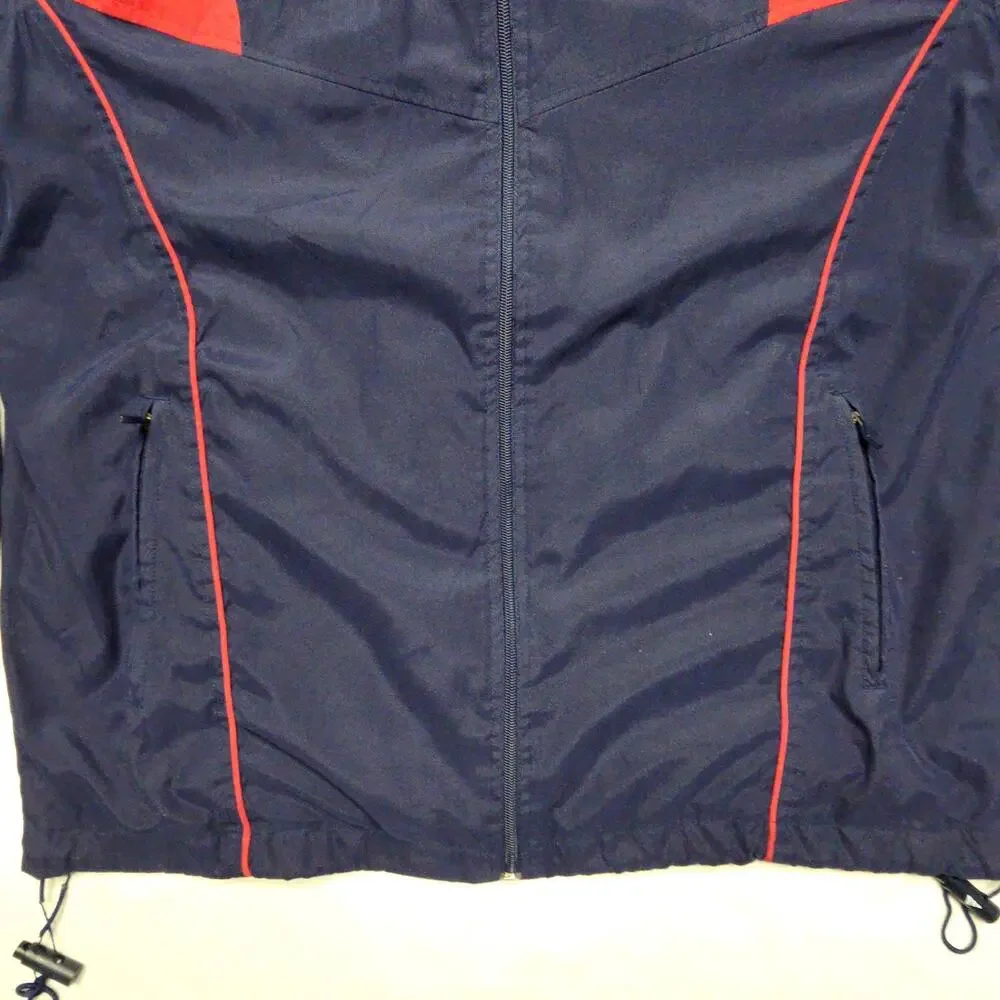 Vintage Adidas Mens Windbreaker Jacket Navy Red Stripes Full Zip XL Track Jacket